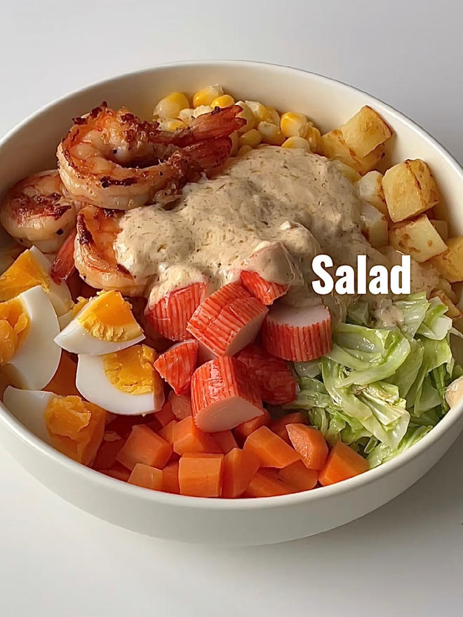 Super Satisfying‼️ Delicious and Filling 🥗 Shrimp, Crab Sticks, and Potato Salad