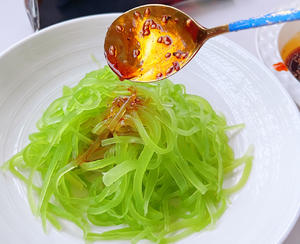 Pour the prepared sauce over the bamboo shoots.