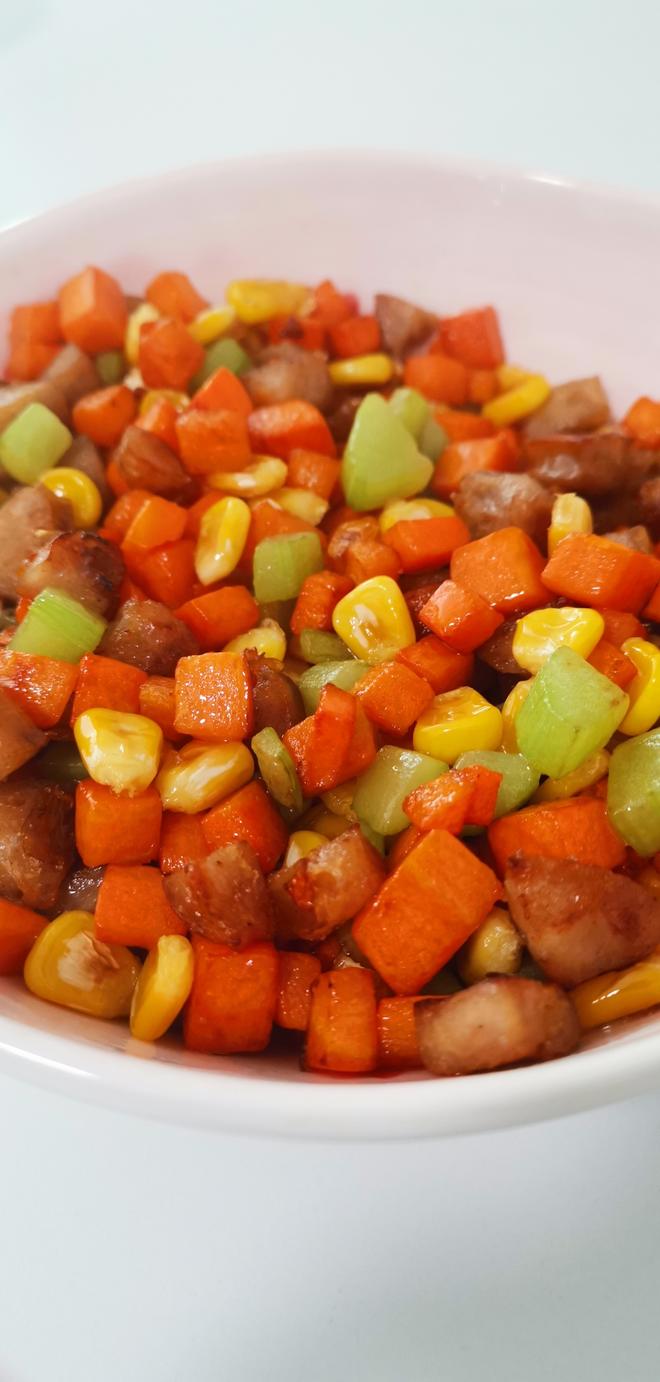 Quick Dish - Stir-Fried Pork Sausages with Diced Vegetables