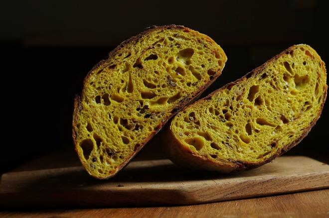 Sourdough Turmeric Seed and Leek Natural Yeast Bread