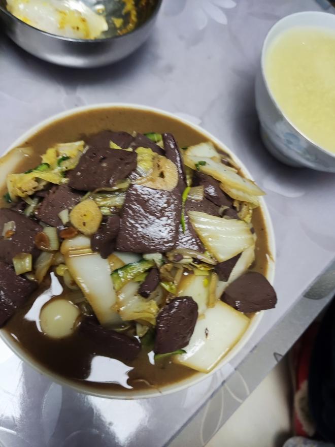 Soy Sauce Glazed Chinese Cabbage with Blood Tofu