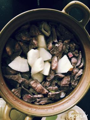 Transfer to a clay pot, add the snow pear, pour in an appropriate amount of water, bring to a boil, then reduce to a simmer for one hour.