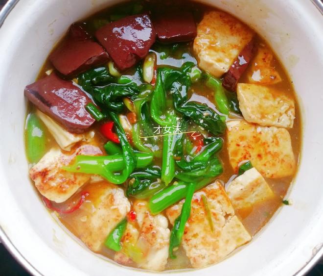 Tofu with Pig's Blood and Greens