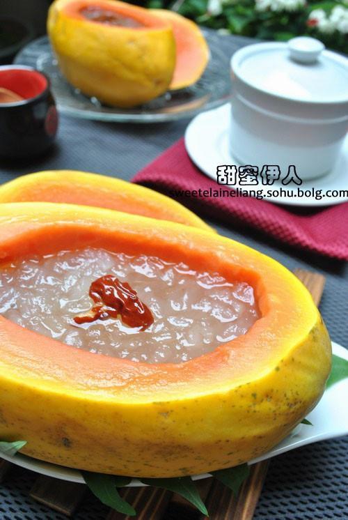 Steamed Papaya with Snow Frog