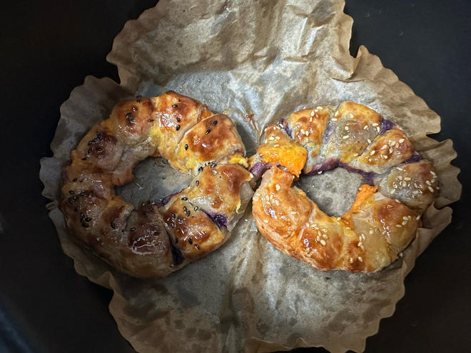 Purple Sweet Potato and Taro Donuts