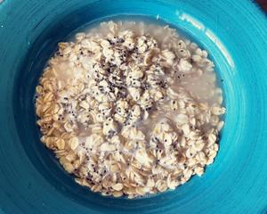 Add a pinch of chia seeds making sure they're not submerged in water.