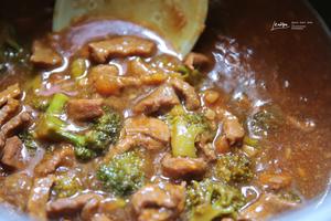 After about 10 minutes, the broccoli will be nearly cooked. Thicken the sauce as desired.